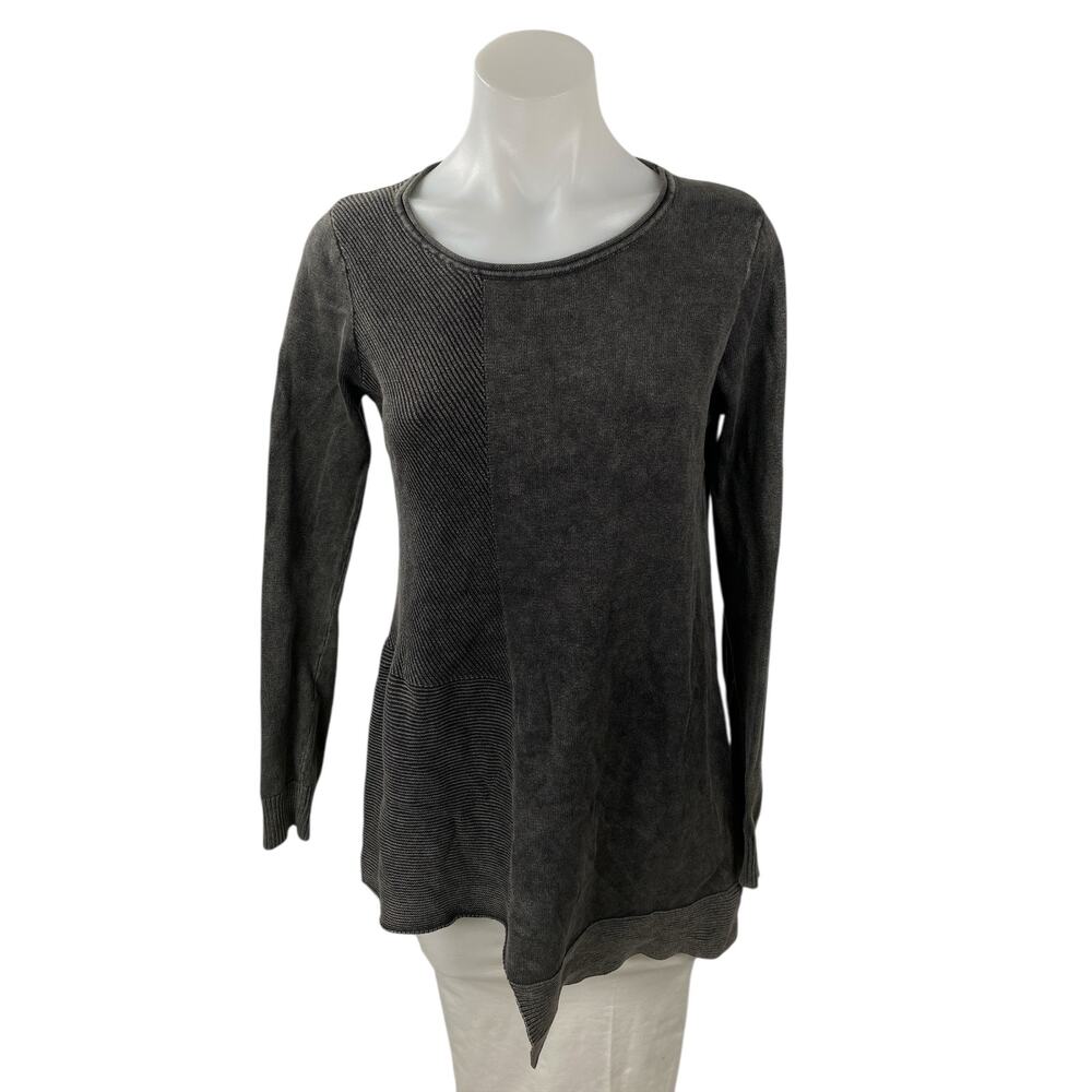 M. Rena Women's Black Washed Asymmetric Long Sleeve Tunic Blouse Top Size S